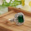 Women's Green Zircon Silver Plated Ring Fashion Wedding Bague Jewelry Gift