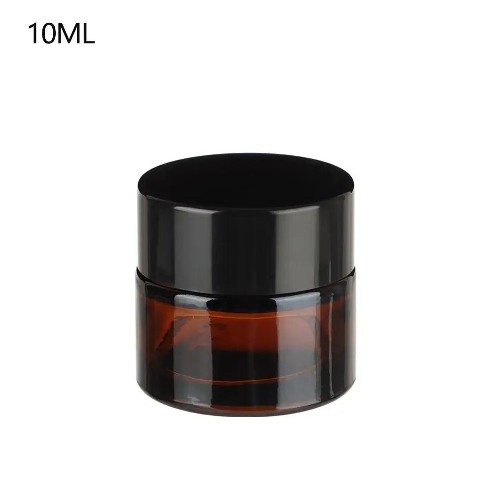 5ML-500ML Dark Brown Refillable Bottle Portable Glass Split Bottle Circular Tea Face Cream Bottle Travel Cosmetic Container Can