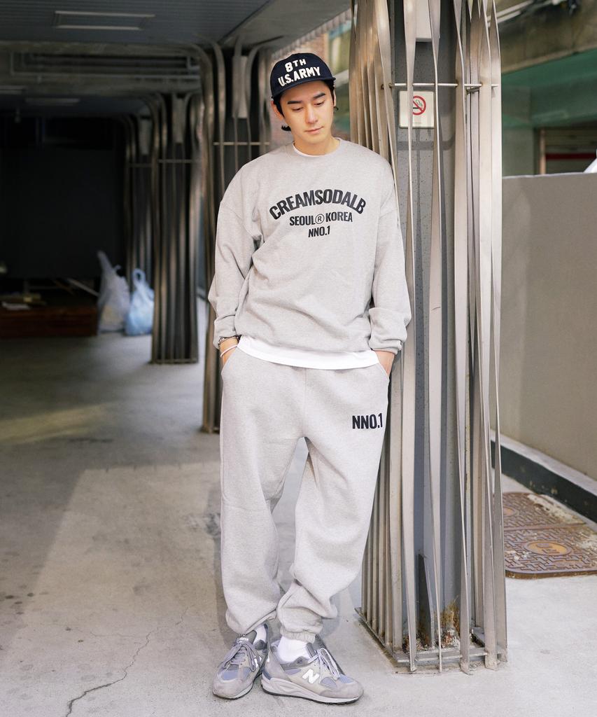 CREAM SODA LAB Lab Nno1 Small Logo Training Pants Gray