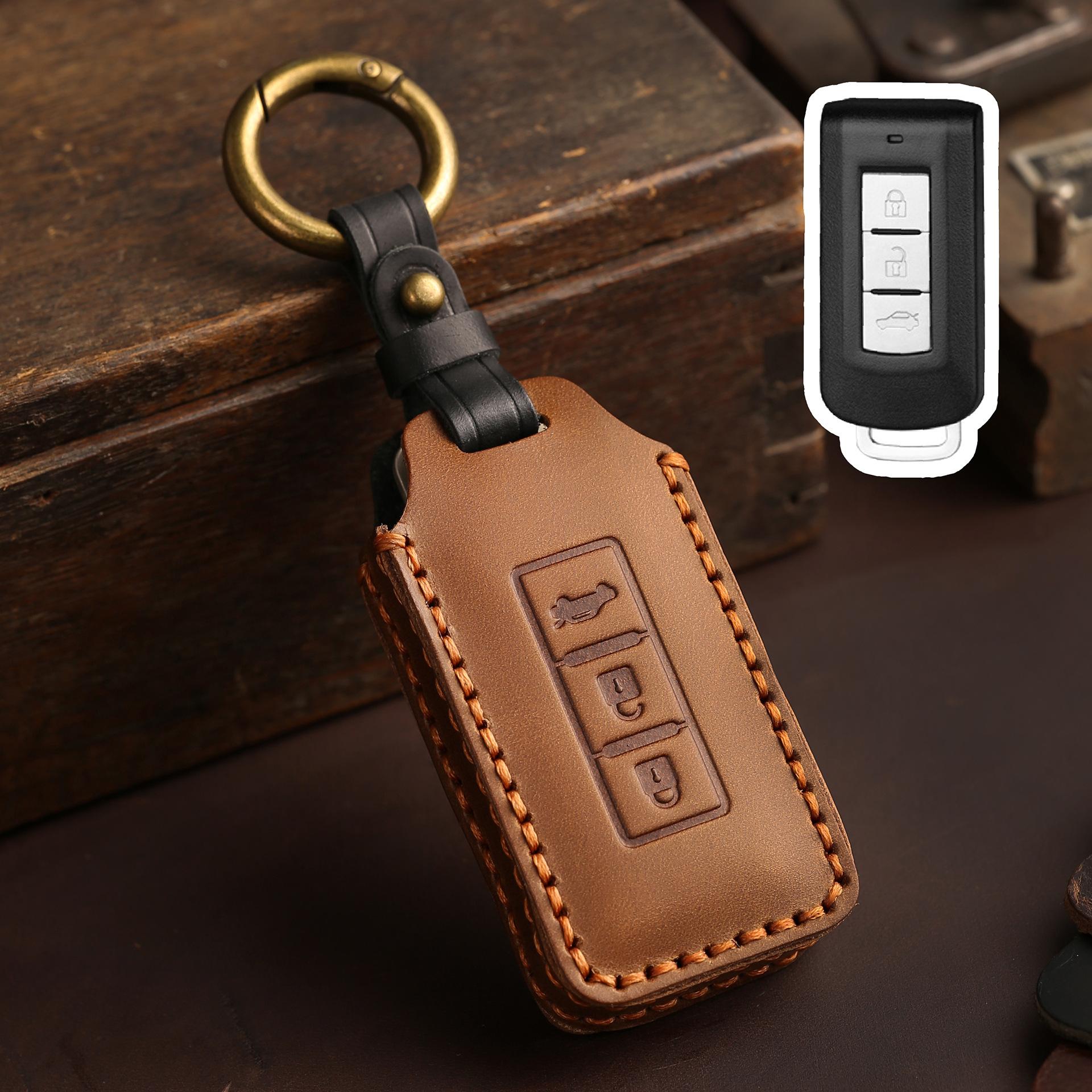 

Applicable to GAC-Mitsubishi Outlander car key cover, Jinxuan ASX Yige bag buckle, high-end protective case, men and women коричневий