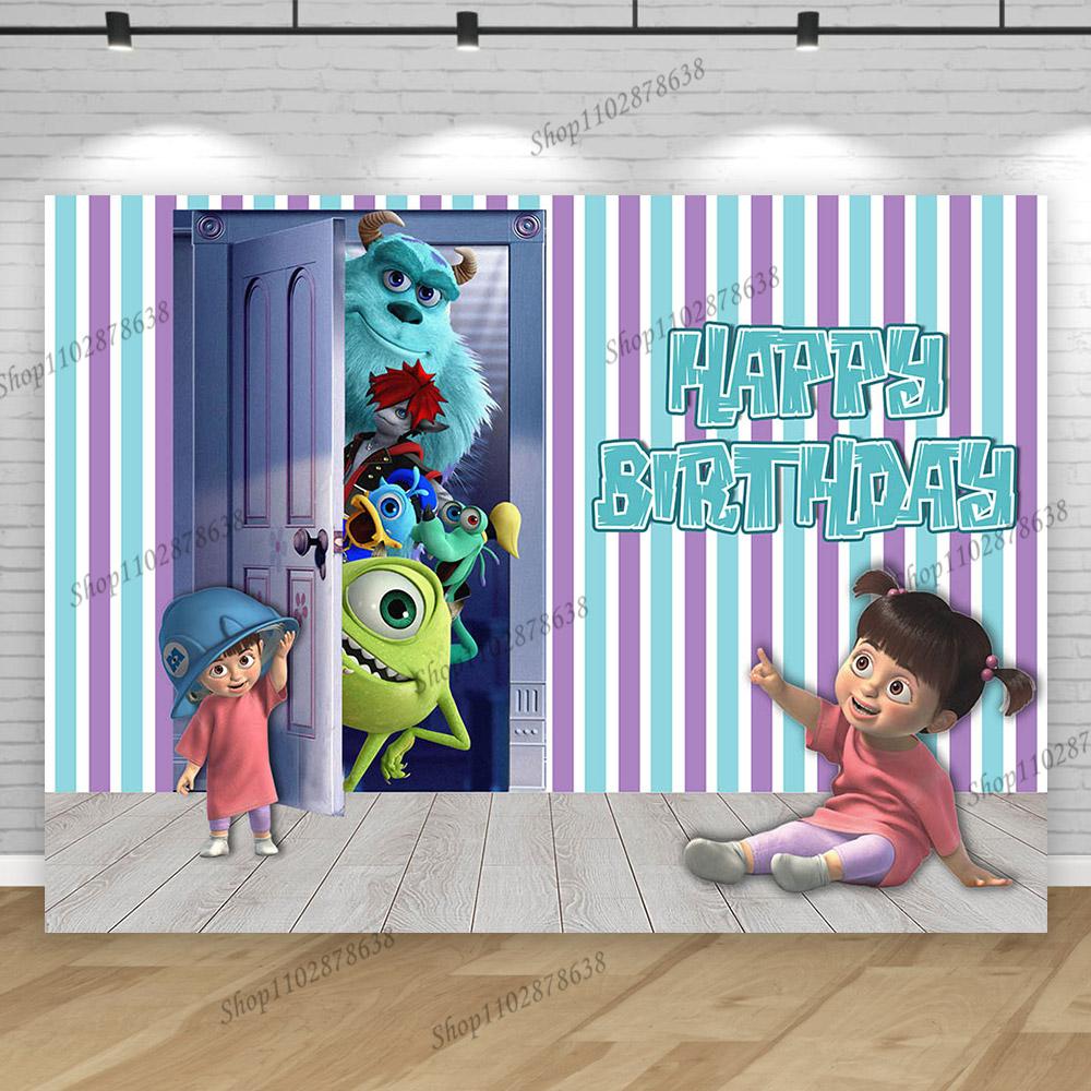 Monsters Inc University Theme Boo Girl Happy Birthday Party Background Baby Shower Photography Pink Room Decor Supplies Poster