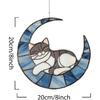 Acrylic Stained Glass Style Blue Moon Cat Window Hanging, Lightweight Faux Stained Glass Suncatcher for Home Decor, Cat Wall Decoration, Ideal for