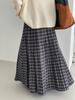 Korean Retro Plaid High Waist Midi Skirt - Women's Versatile A-Line 