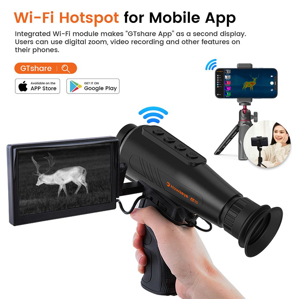 GTGUARD AI15 Thermal Imaging Night Vision Monocular, 60Hz Screen Refresh Rate, 1-8x Digital Zoom, 384*288 Resolution, IP66 Waterproof