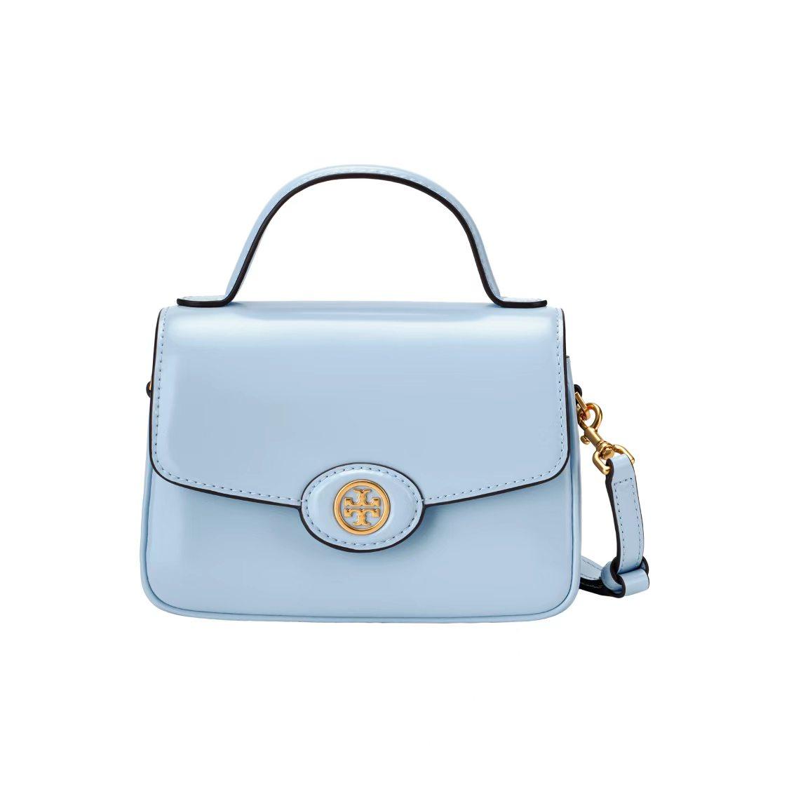 

Tory Burch Robinson Gold Double T Logo Smooth Flap Detachable Shoulder Strap Patent Leather Crossbody Handbag Small Women Handbags 147467-401 Basic Set (Bag+Dust Bag)