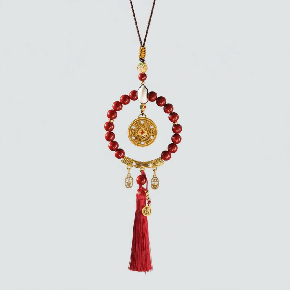 Vehicle Decoration Car Hanging Ornament Five-Fortune Round Rearview Mirror Pendant  Car Interior