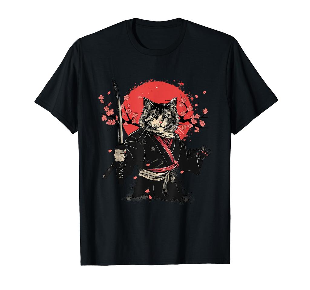 Samurai Cat Japanese Cat Lover Sakuragi Japanese Art T-Shirt