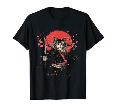 Samurai Katze Japanischer Katzenliebhaber Sakuragi Japanische Kunst T-Shirt