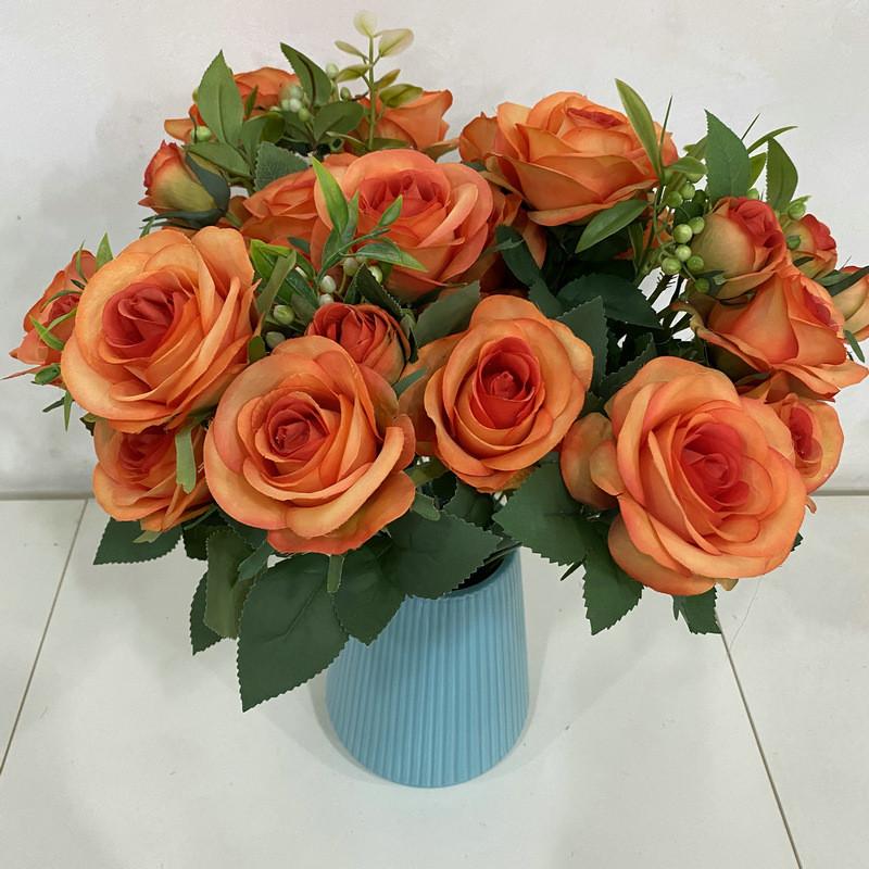 Romantic Rose Bouquet Fake Flowers For Wedding Decor With Real Touch Feelings