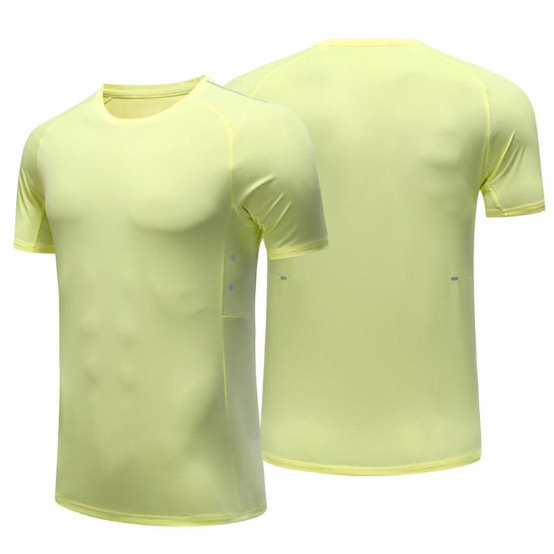 Męska letnia koszulka z krótkim rękawem, szybkoschnąca, rozciągliwa, jednokolorowa, z okrągłym dekoltem, modna, codzienna, do biegania, treningowa