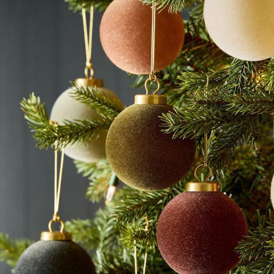 9 Pcs Velvet Christmas Balls 3.15inch Flocked Balls Xmas Tree Ornaments Shatterproof Plastic Balls Tree Hanging Decoration for Holiday Decor