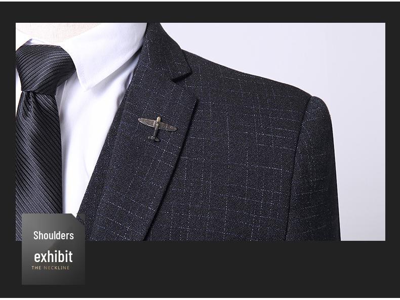 New Men's Slim Fit Korean Style Spring Casual Three-Piece Suit Blazer
