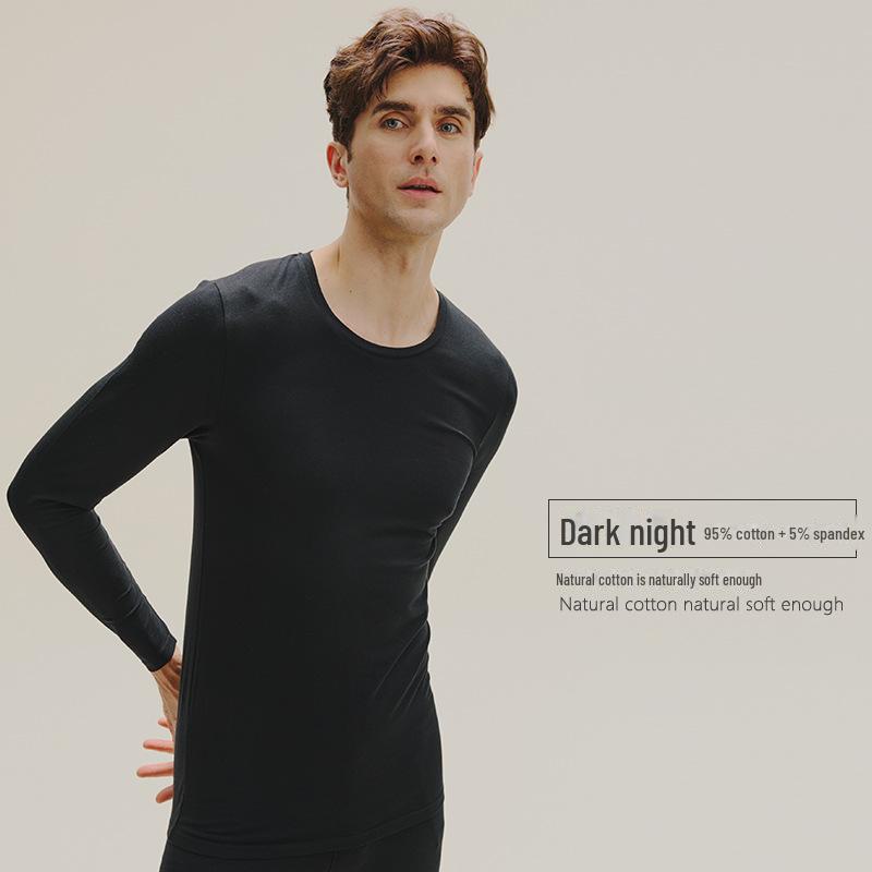 

Мужской свитер из чистого хлопка на осень 2023 года — молодежный базовый слой, теплый и тонкий термотоп XXXL