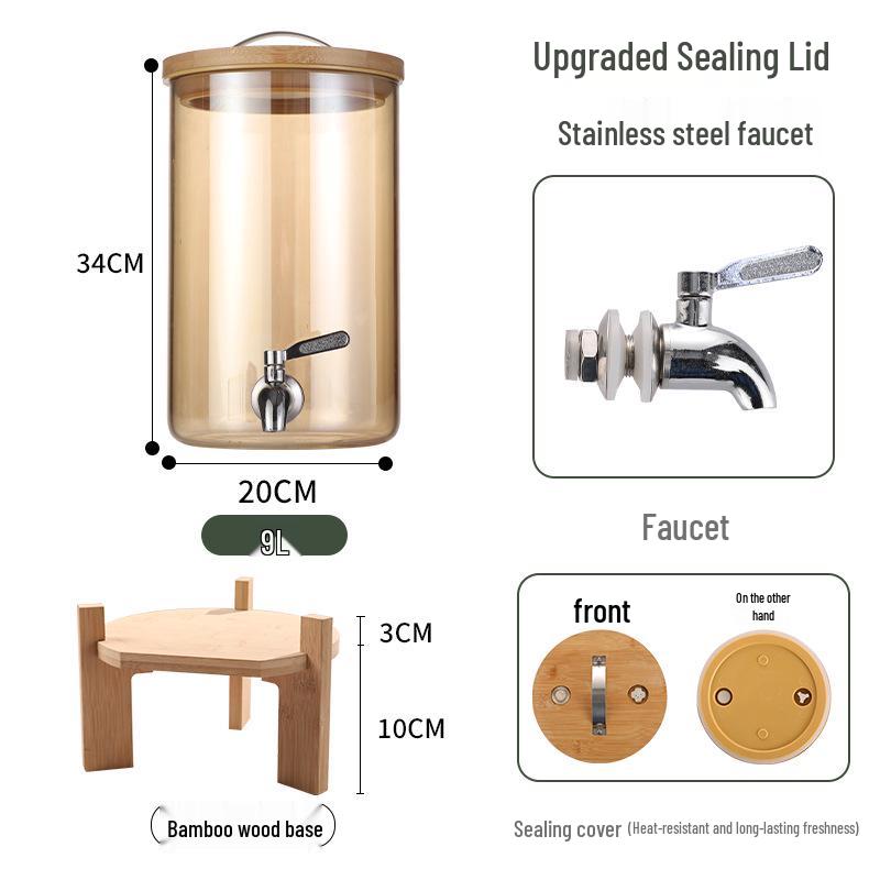 Large Capacity Glass Beverage Dispenser with Faucet for Cold Drinks and Fruit Tea