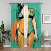 Set Of 2 Anti Mosquito Curtains Abstract Sexy Girl Camera Window Curtain Tulle Bedroom Blinds Kitchen Light Blocking Polyester Ideal For Master