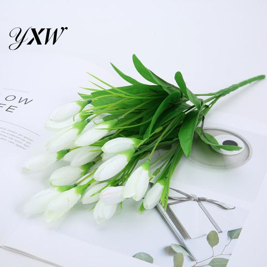 Fake Flower 1 Bouquet Artificial Realistic Colorfast 21 Heads Vivid Tulip Wedding Favors Faux