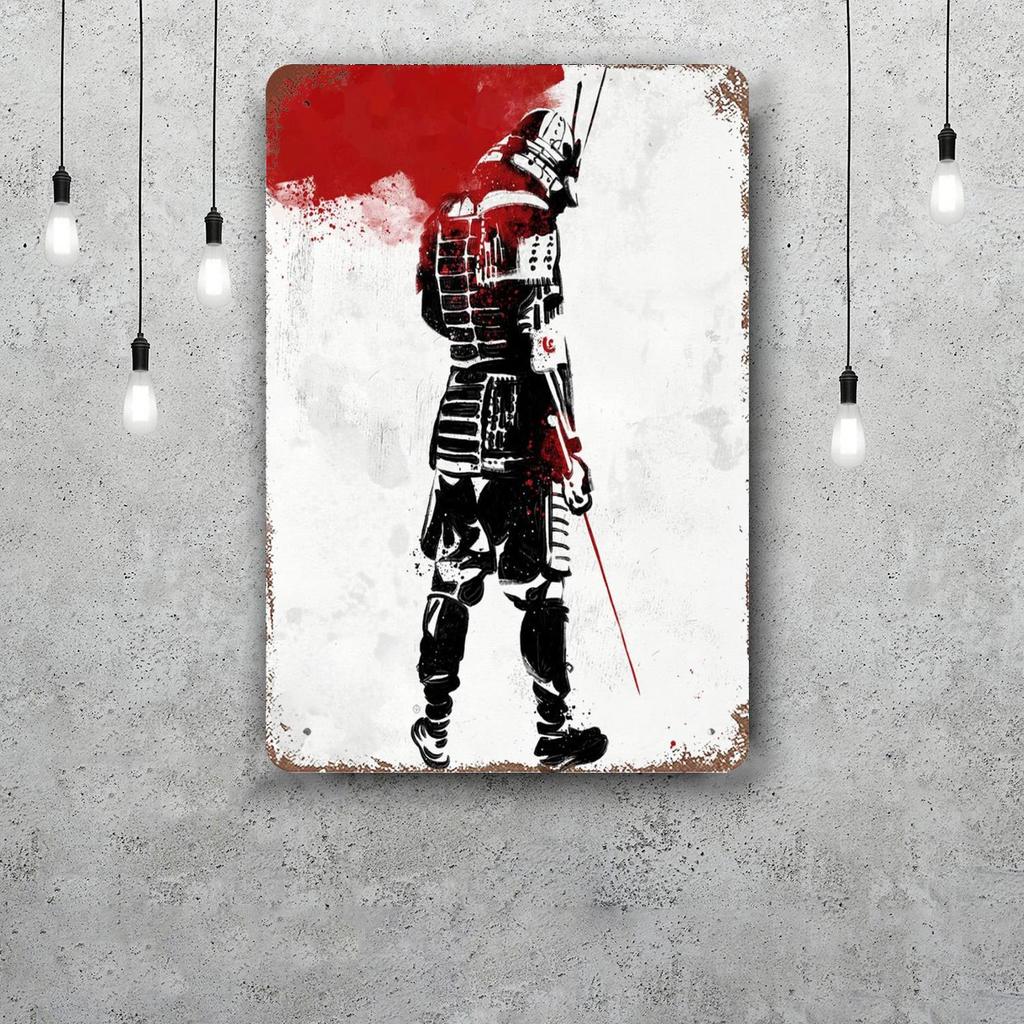 Samurai Warrior Vintage Metal Tin Signs Posters Decor Retro Metal Plaque Wall Art Decor for Garage Bar
