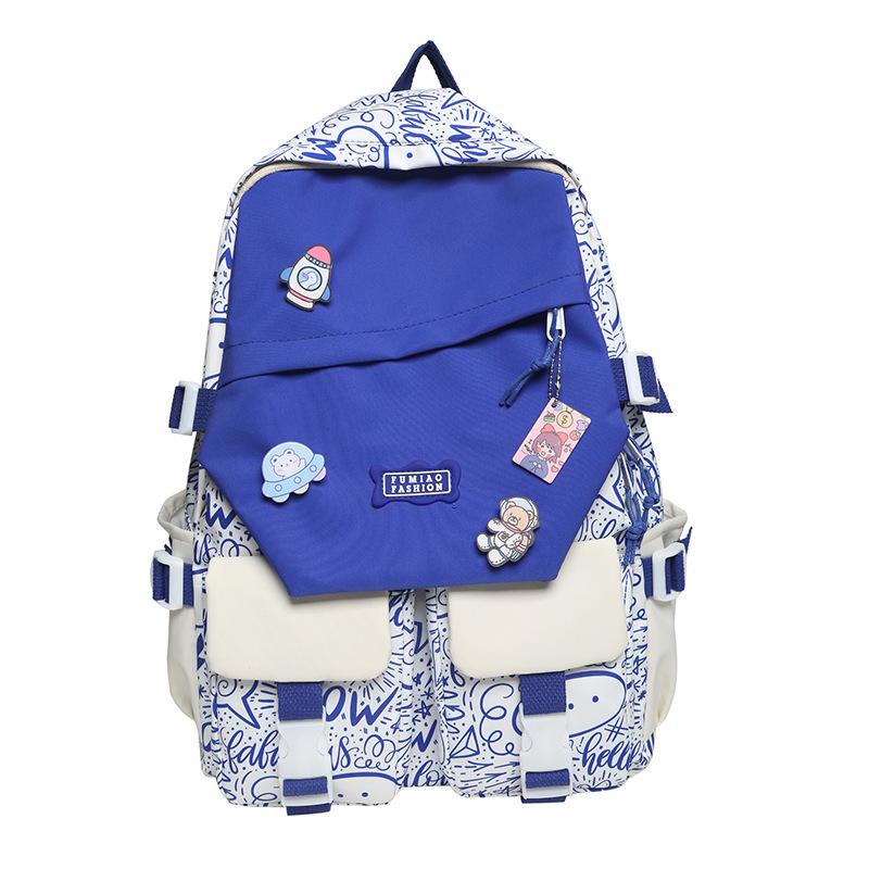 Fashion and Popular Plaid Large-capacity Korean Version Ins Tide Brand Personalized Contrasting Color High School Student Backpack Japanese Schoolbag