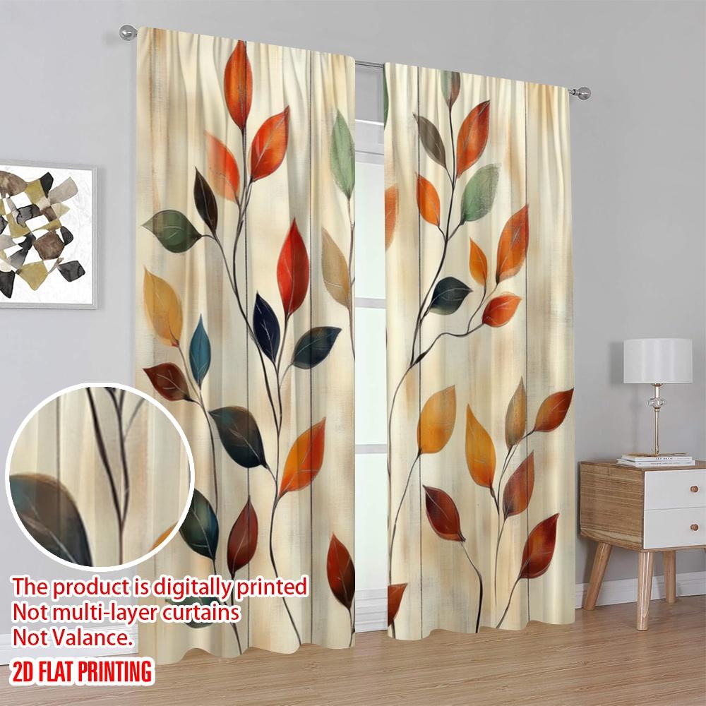2 Stück, 2D-Flachdruck Beliebte Vorhangpaneele Herbstblätter Leinwand Langlebiges Polyester (ohne Stange) Alle Jahreszeiten für Wohnzimmer,