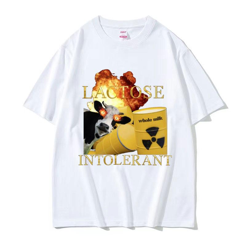 Lactose Intolerant Funny Meme Graphic T Shirt Men Women Harajuku Retro Humor T Shirts Male Casual 100% Cotton T-shirt Streetwear