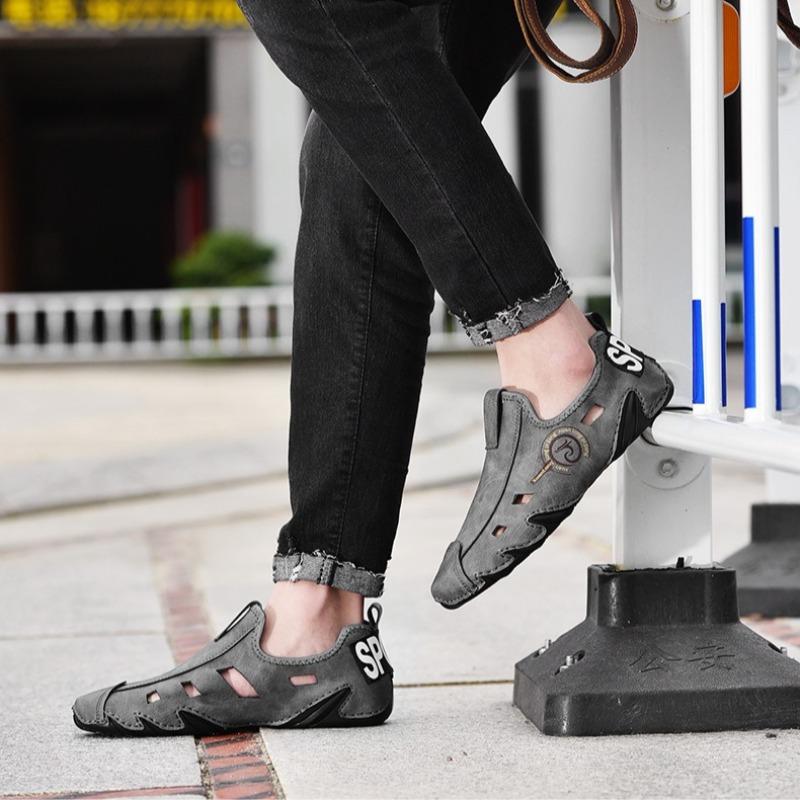 Fashion 38-48large Size Summer Men Leather Casual Shoes Designer Loafers Outdoor Breathable Fashion Driving Shoes Mens Zapatillas Hombre