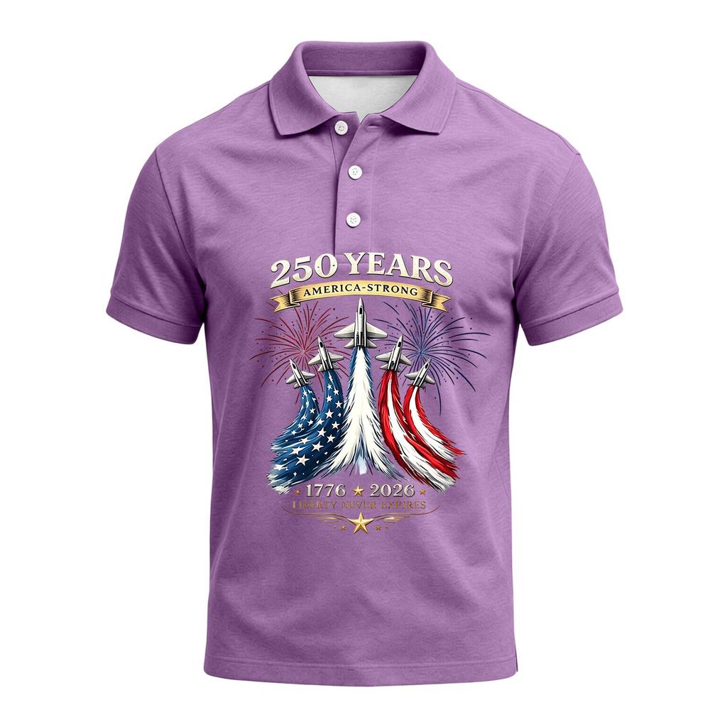 Men's 250th Anniversary Polo Shirt 1776 To 2026 Short Sleeve Casual Fit American Flag Themed Graphic Top