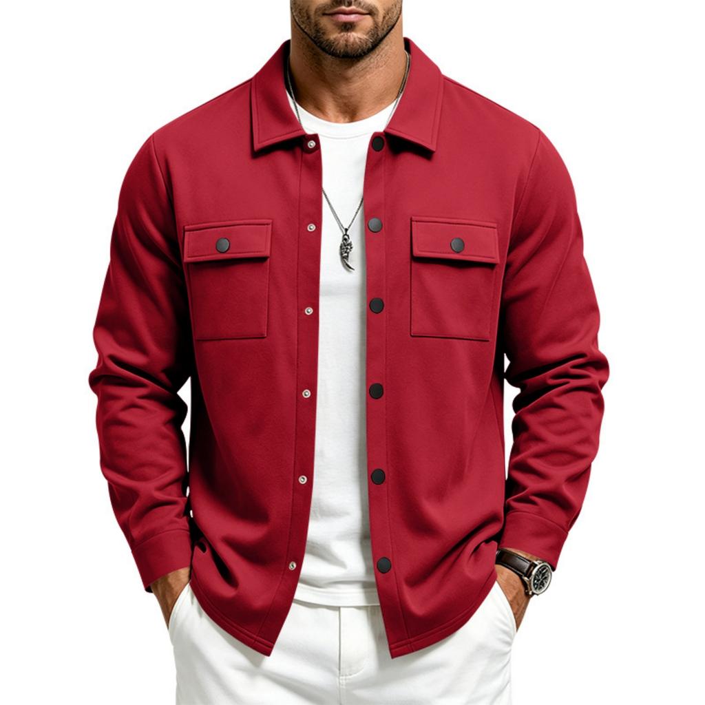Men's Relaxed Fit Lined Jacket with Multi Pockets and Lapel Collar, Casual Winter Outerwear for Daily Wear