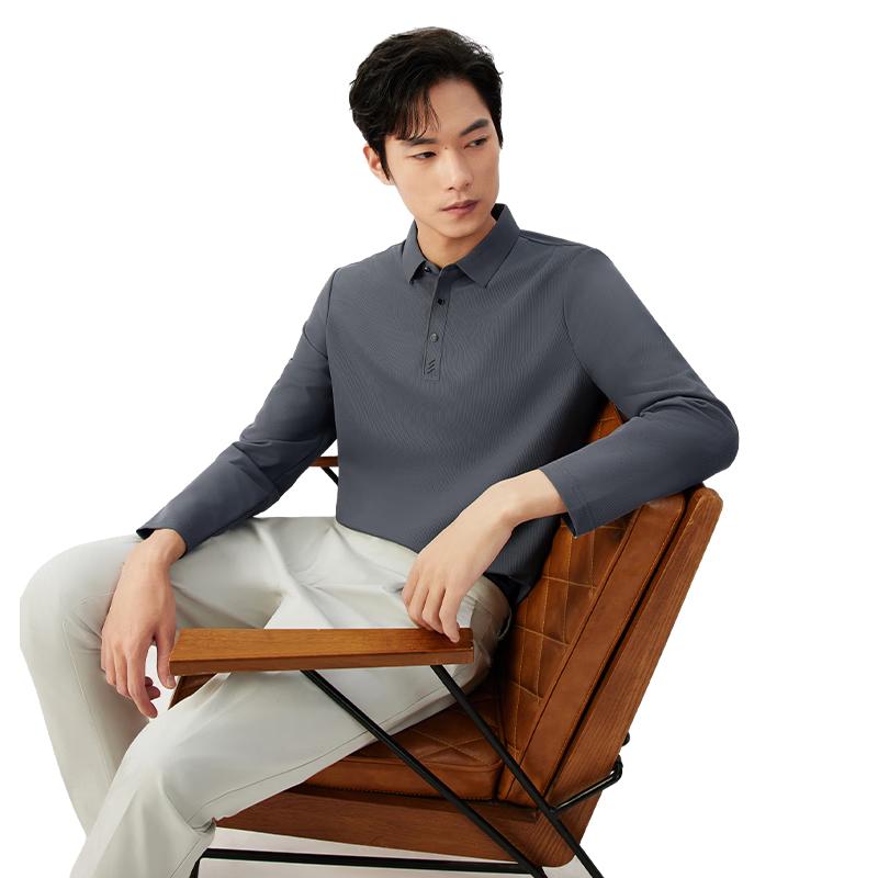 Hodo Men's Anti-bacterial Stretch Long Sleeve Business Casual Polo Shirt