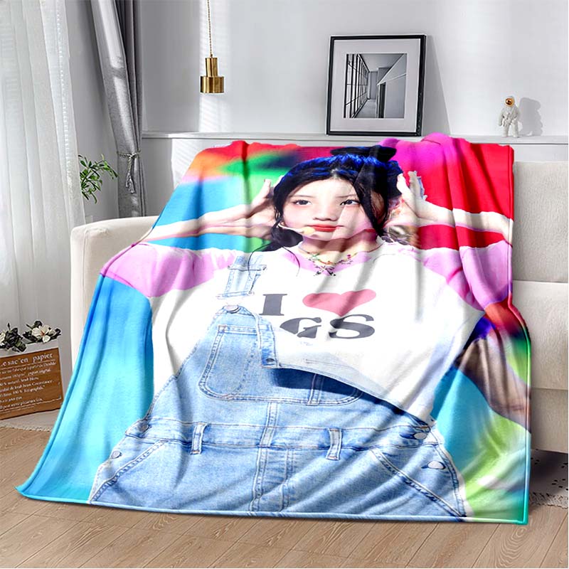 3D Printed Flannel Blanket I-ILLIT Combo K-POP Home Sofa Bed Blanket | Birthday Gift,