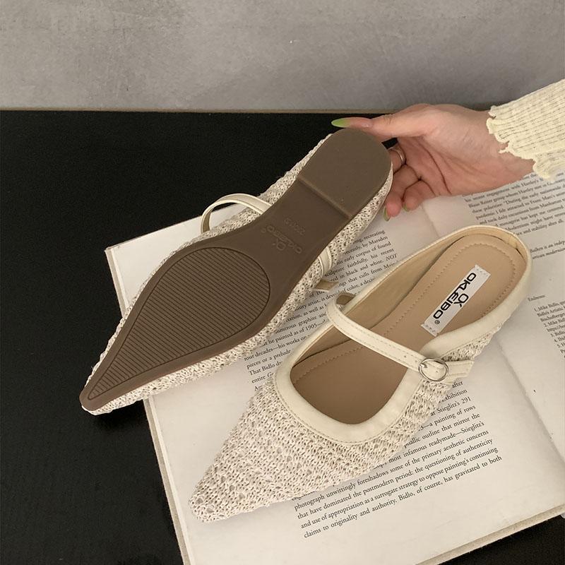 Fashion Fashion Weave Women Flats With Shoes Female Designer Buckle Shallow Footwear Slip On Ladies Flats Mary Janes Shoes Mules