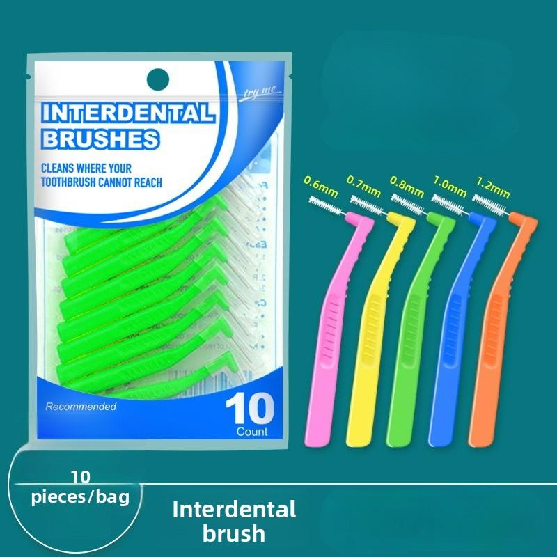 10Pcs Interdental Brush L-shaped Oral Interdental Brush Gap Brush Teeth Cleaning Brush
