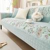 Cotton Sofa Cover Pastoral Style Embroidery Flower Anti-Scratched Seat Cushion Pad All Seasons Universal Non-Slip Sofa Slipcover
