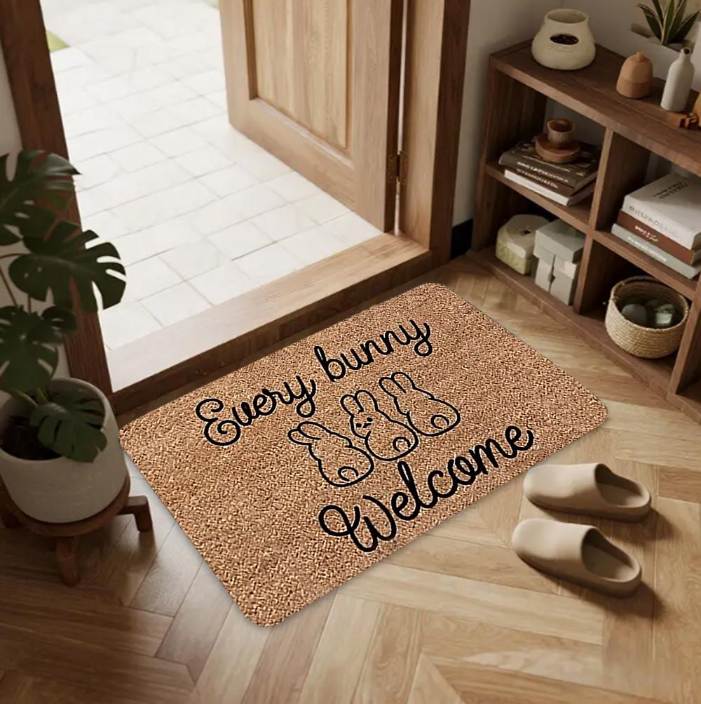 Hoppy Bunny Frog Carpet Mat Rug - Funny Quote Design Home Decoration for Living Room Entrance Home Door Mat Welcome Mat
