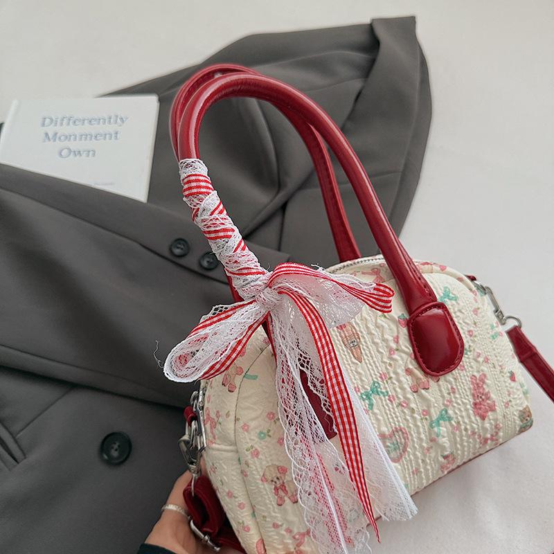 Koreanische Niedliche Schleife Karomuster Handtasche - 2025 Herbst/Winter Vielseitige Schulter Crossbody Tasche