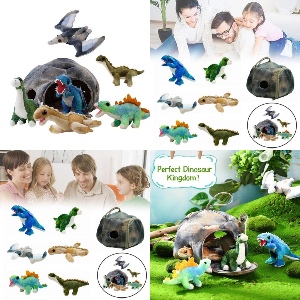 Adorable Plush Dinosaur Toys Set Featuring Realistic Pterodactyl T-rex And Long Neck Dinosaurs For Home Decoration