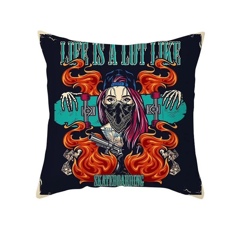 Halloween Horror Skull Pattern Living Room Office Sofa Car Decorative Pillowcase
