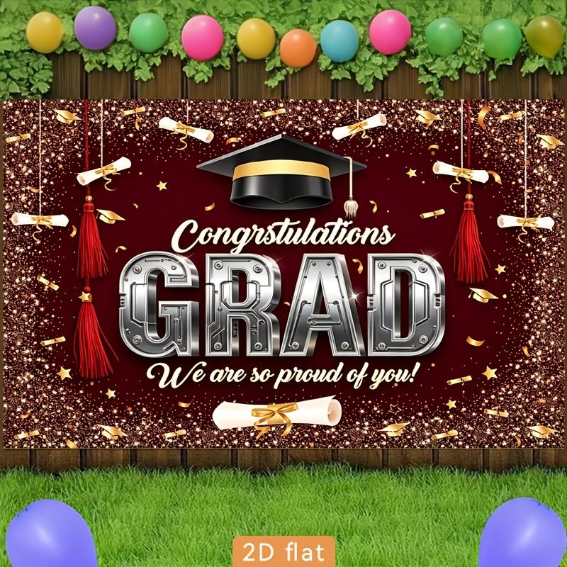 2D Plane Wine-red Metallic Graduation Banner Suitable for Decoration At Graduation Ceremony Parties Polyester Fiber