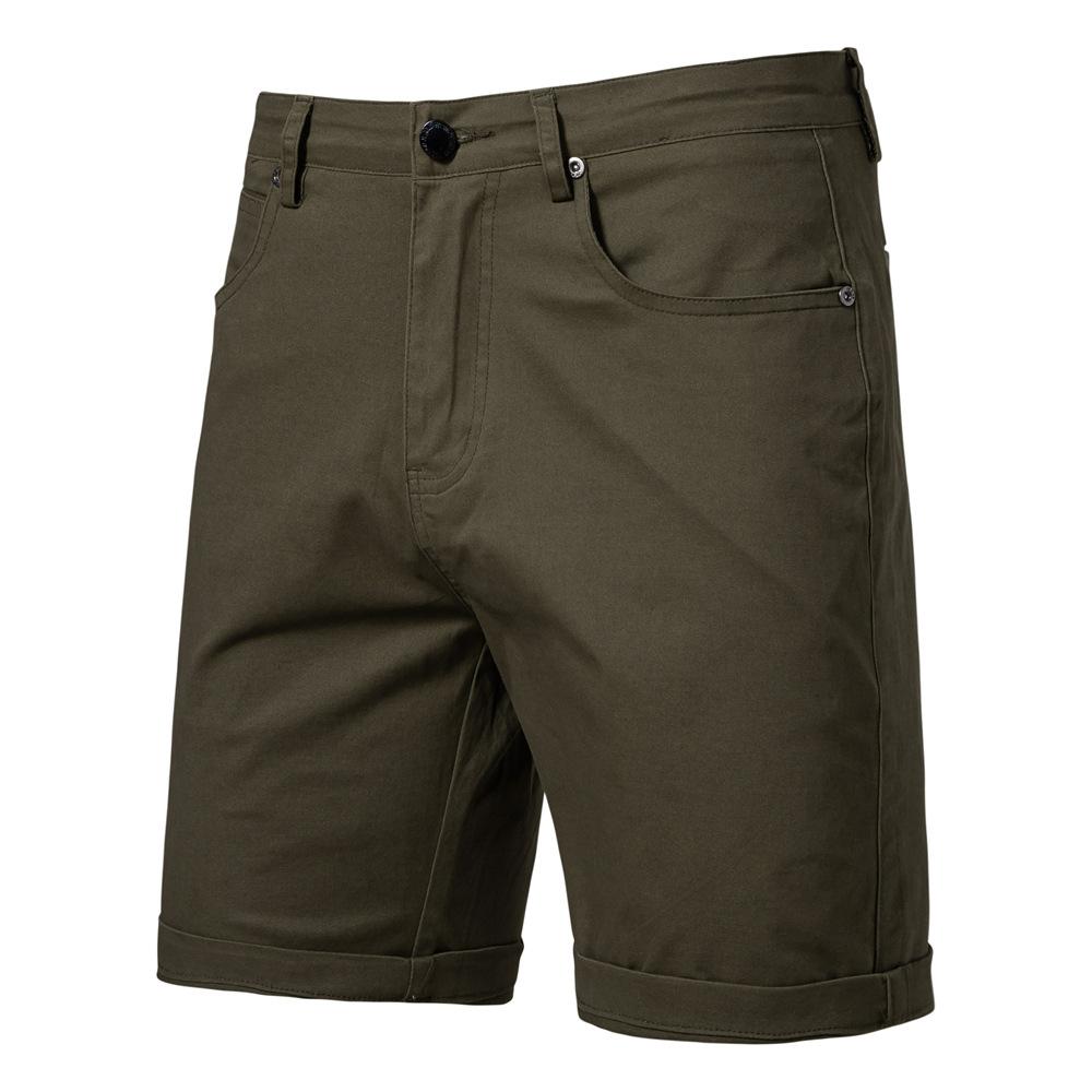Summer Casual Shorts Straight Leg Slim Fit Five Quarter Length Pants Solid Color Men's Shorts