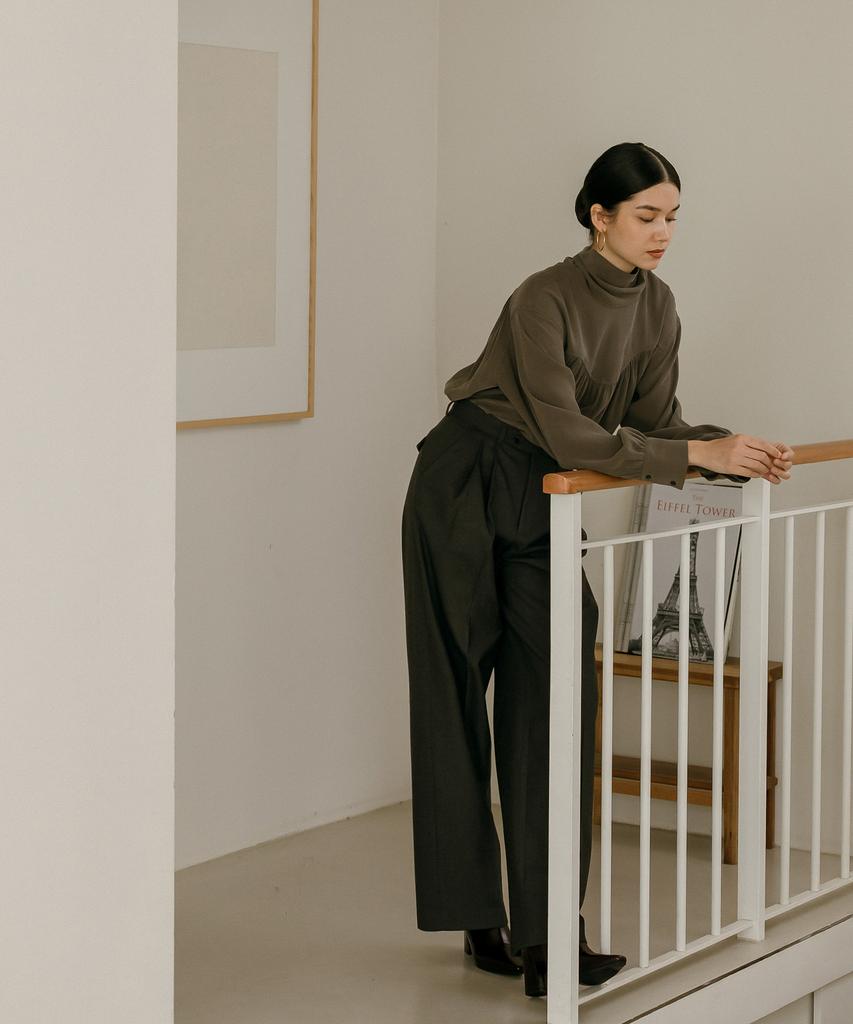 Meibeoyu Flat Pintuck Slacks _ Gray