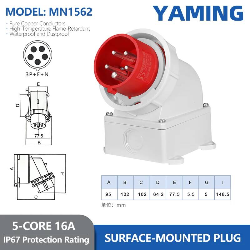 Waterproof IP67 Reverse Industrial Plug Aviation Socket Three-Phase 16/32A Connector 3-Pin 4-Pin 5-Pin Concealed Flush