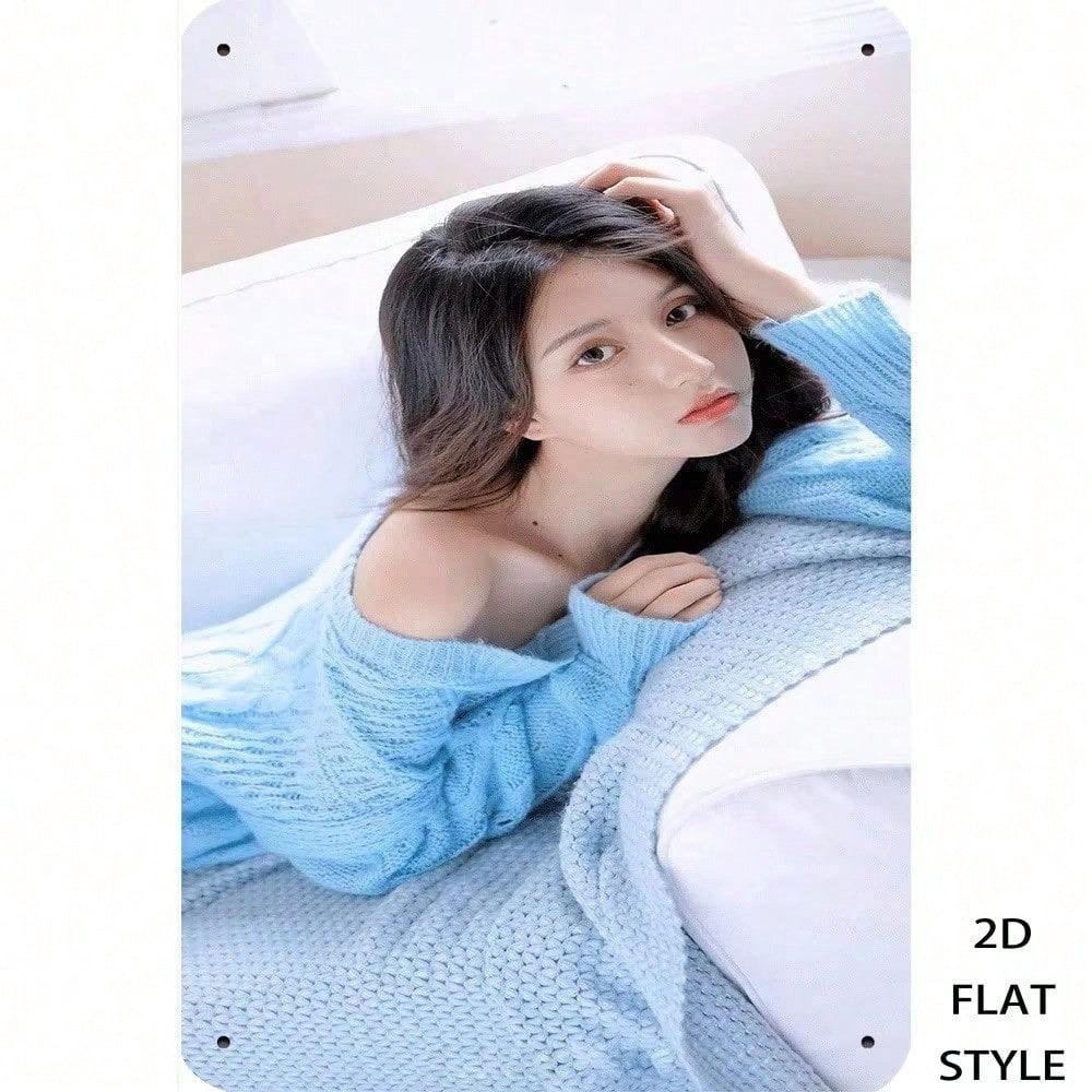 Retro Soft Girl Metal Wall Sign Minimalist Aesthetic Bedroom Iron Art Cute Rustic Home Decor