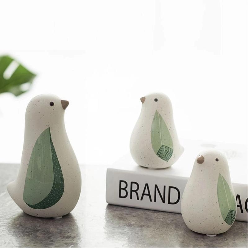 Nordic Ceramic Bird Figurine – Minimalist Living Room Decor Ornament