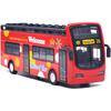 1/32 skala Buss Leksak Sightseeing Dubbeldäckare Stadsbuss Öppen Toppmodell Formgjuten metall Bilar Leksak Formgjutna Dra tillbaka Fordon Minimodell Ljus och musik