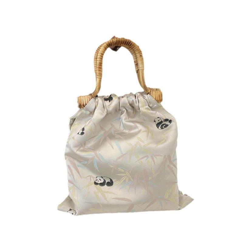 121 Bamboo Leaf Panda Jacquard Bag Women's Handbag Shopping Hand Bag Bamboo Braided Chinese Handbag