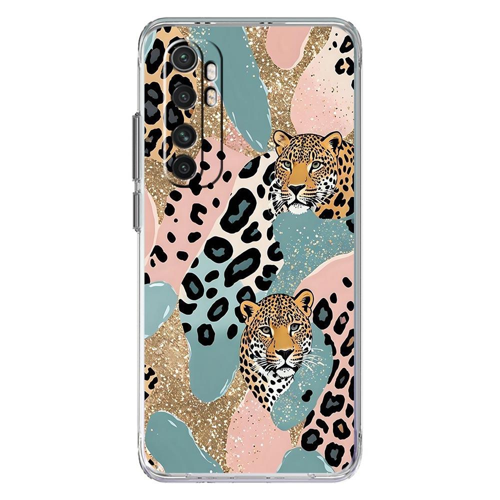 Phone Case For Xiaomi Mi Poco X7 X6 X5 NFC X3 Pro 17 15T 15 14T 14 13T 11 12 13 Lite Clear TPU Cover Pink Leopard Print Pattern