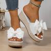 Fashion Flat Heel Platform Plus Size Women's Drag 2025 Summer New Fish Mouth Bow Slippers