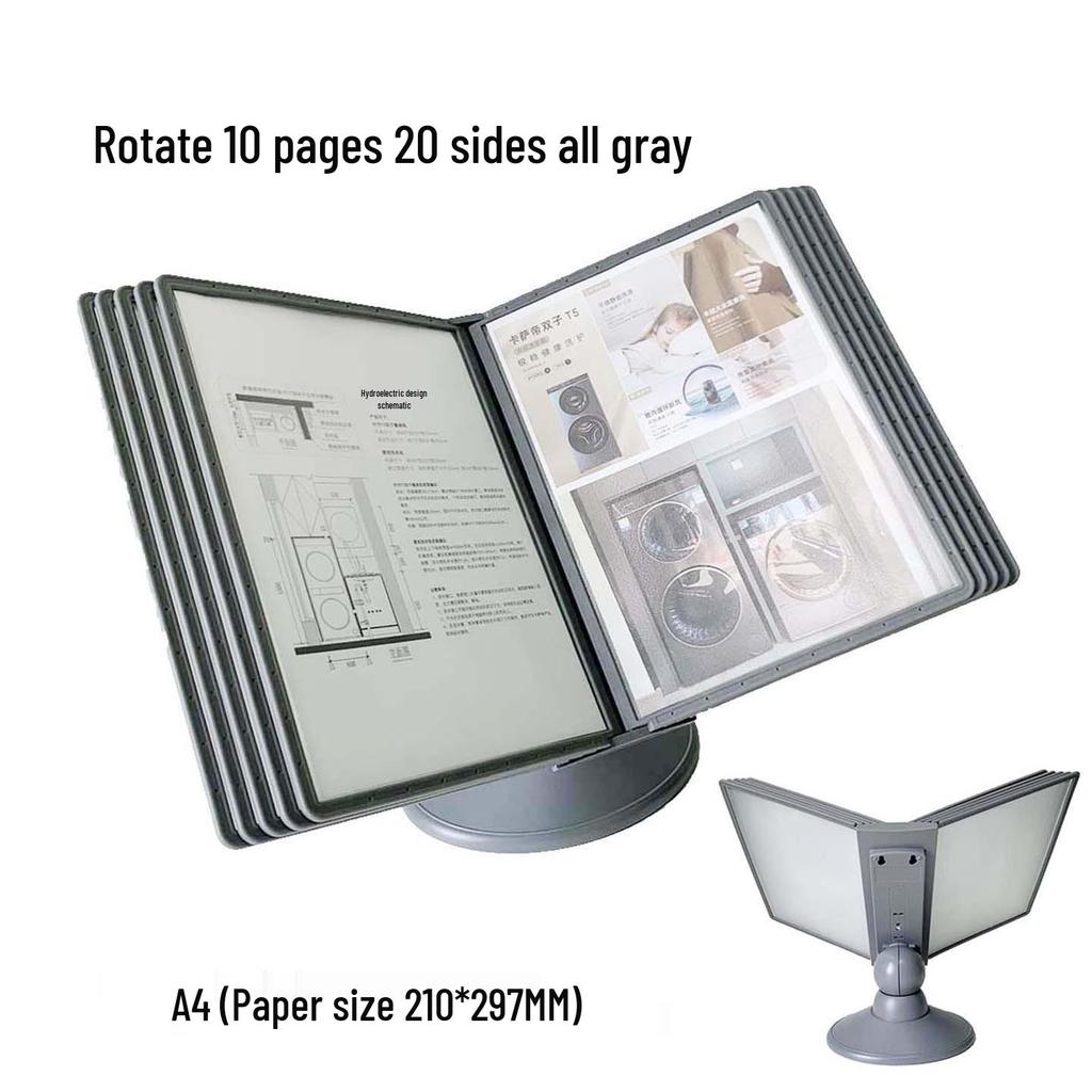 2026 A4 Horizontal Rotating File Holder: Desktop Document Rack & Flip Folder