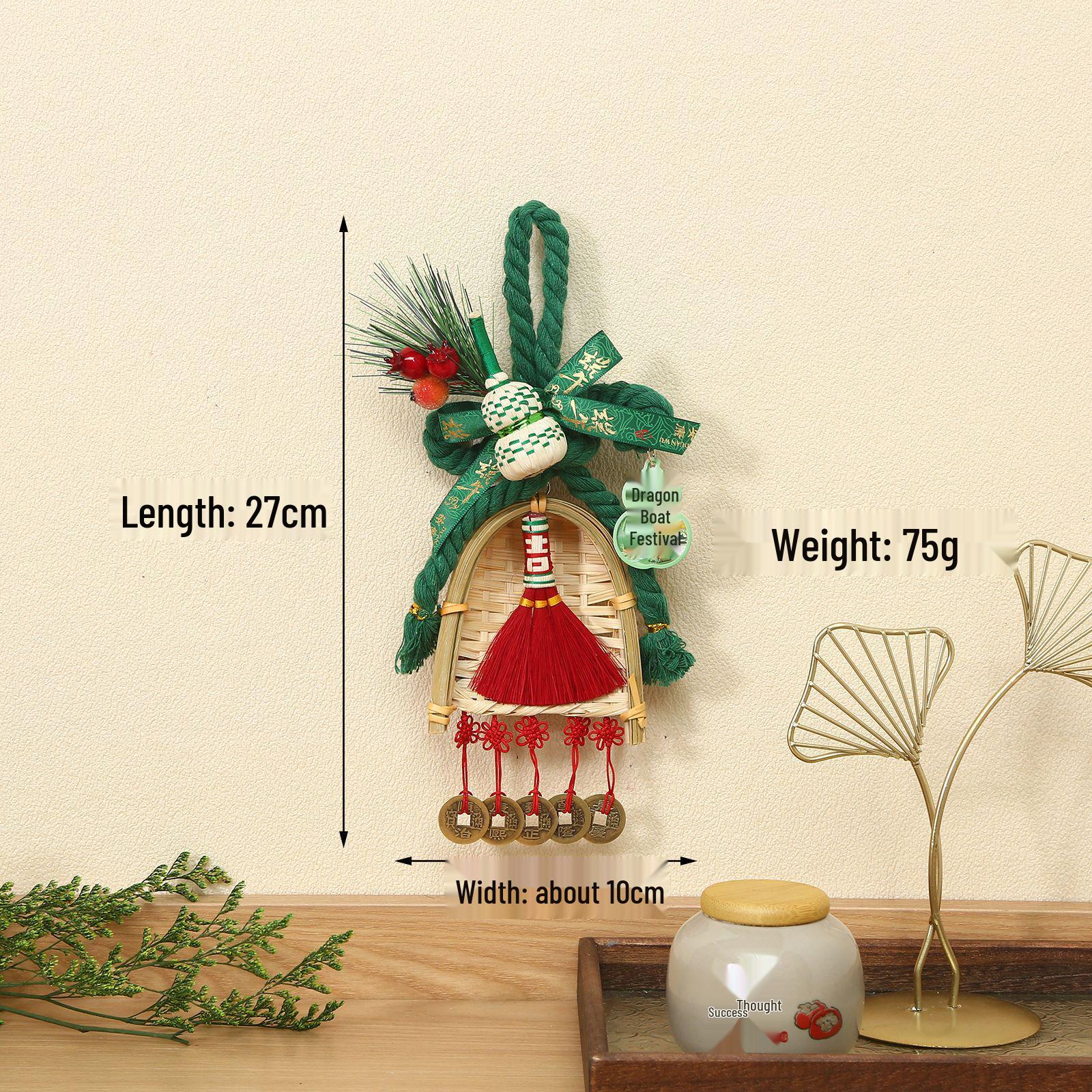 Dragon Boat Festival Fortune Pendant with Swastika Knot and Gourd Dustpan Broom - Cultural Door Decoration Souvenir