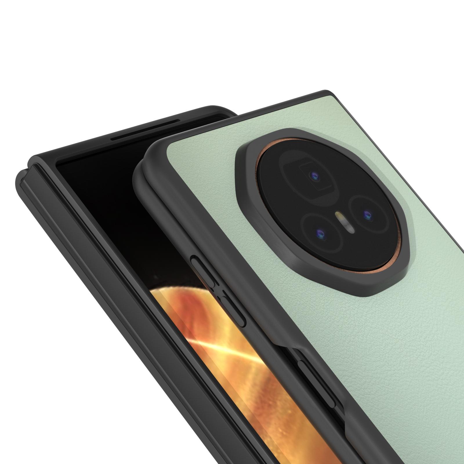 

For Honor Magic V3 5G Case PU Leather+Hard PC Protective Phone Cover Light Green