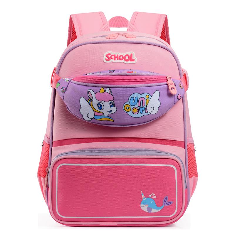 School Bag New School Bag Boys and Girls Cute Cartoon Backpack Chest Waist Bag Two-piece Backpack